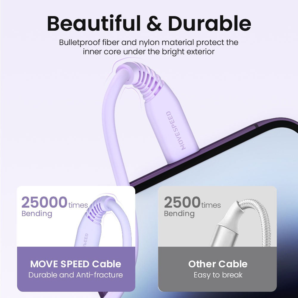MOVE SPEED 30W USB-C to Lightning Colorful Charging Cable 1.2m (YSUCM04-CL12)