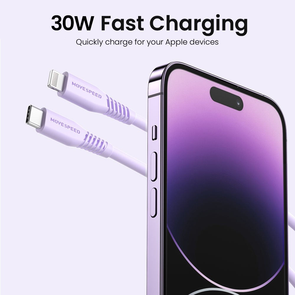 MOVE SPEED 30W USB-C to Lightning Colorful Charging Cable 1.2m (YSUCM04-CL12)